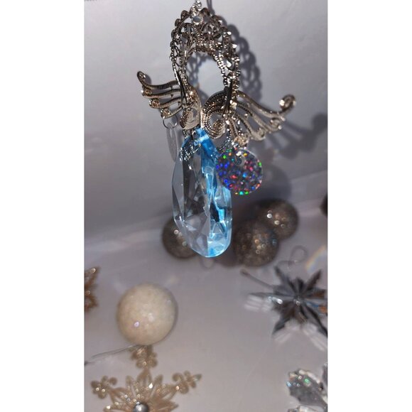 Set Of 12 Glittery Christmas Ornaments - Snowflakes Balls & Angel Decorations - Picture 3 of 16